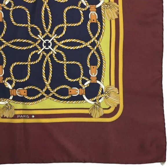 740189AB Hermes Scarf Rope Carre Multicolor Silk - Picture 4 of 9